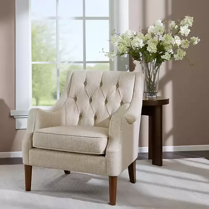 Outlet Elle Tufted Beige Accent Chair Accent Chairs
