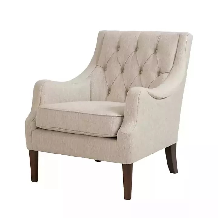 Outlet Elle Tufted Beige Accent Chair Accent Chairs