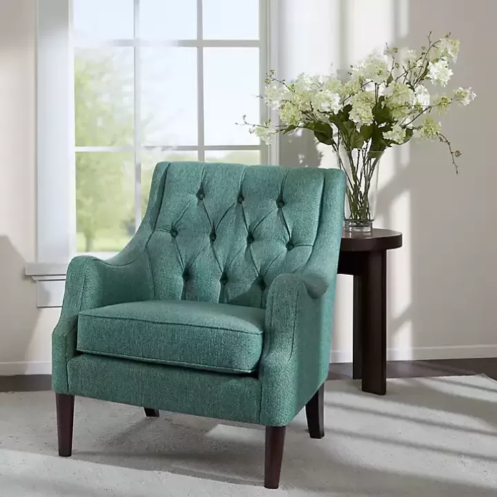 Discount Elle Tufted Teal Accent Chair Accent Chairs