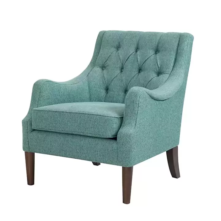 Discount Elle Tufted Teal Accent Chair Accent Chairs