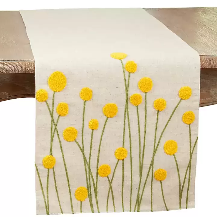 Hot Embroidered Yellow Wildflower Table Runner Table Linens