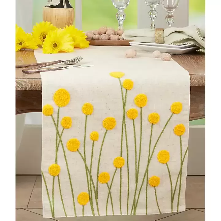 Hot Embroidered Yellow Wildflower Table Runner Table Linens