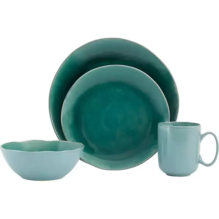 Outlet Emerald Crackle Glazed 16-pc. Dinnerware Set Dinnerware