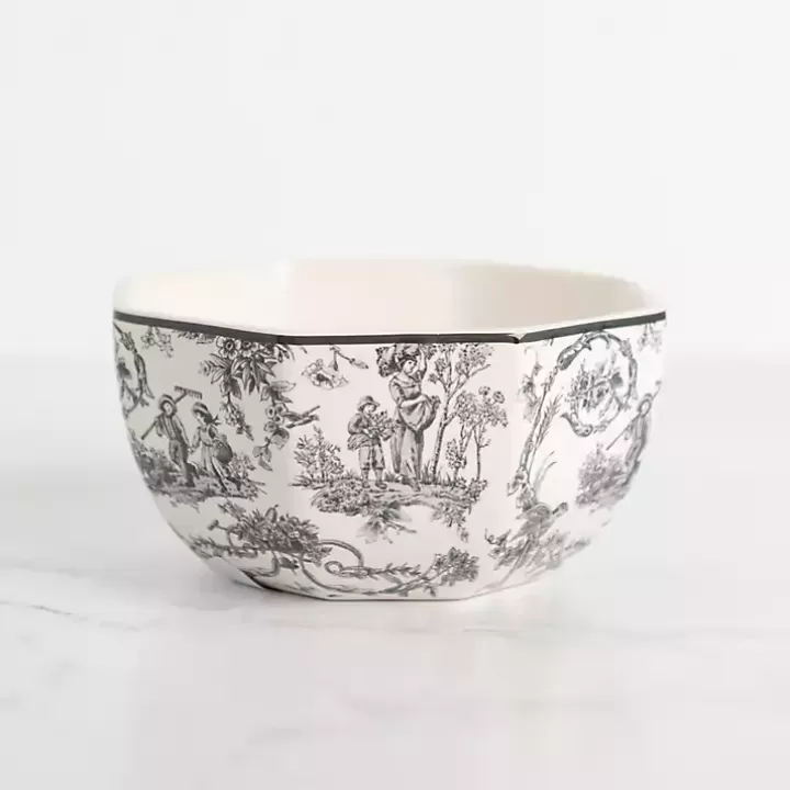 Clearance Emery Black Toile Cereal Bowl Dinnerware