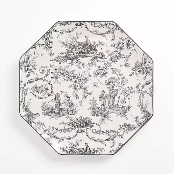 Clearance Emery Black Toile Dinner Plate Dinnerware