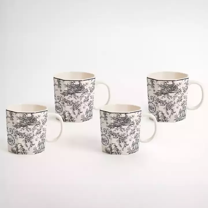 New Emery Black Toile Mugs, Set of 4 Glassware & Drinkware