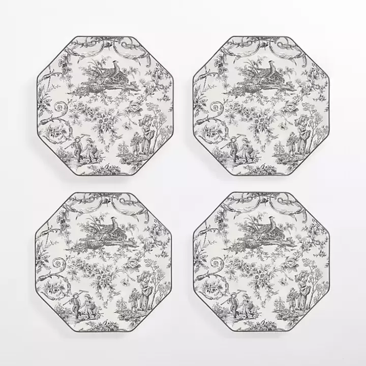 Cheap Emery Black Toile Salad Plates, Set of 4 Dinnerware