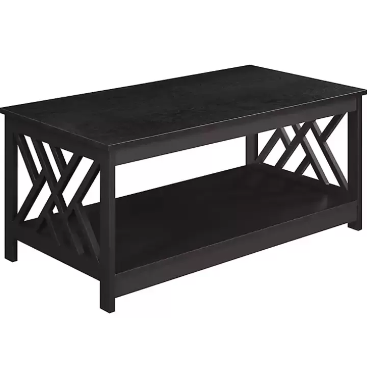 Clearance Espresso Cut-Out Sides Coffee Table Coffee Tables