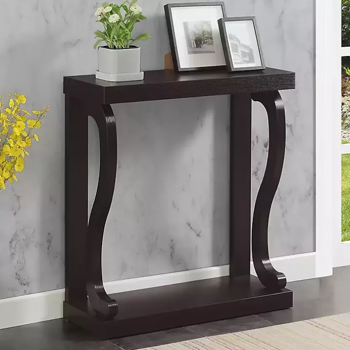 Best Sale Espresso Wood Curved Sides Console Table Console Tables