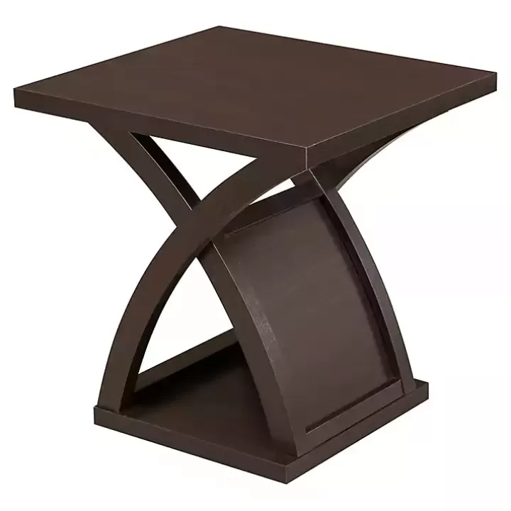 Sale Espresso Wood X-Base Side Table Accent & End Tables