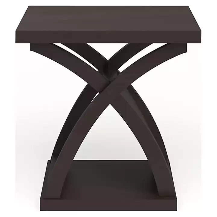 Sale Espresso Wood X-Base Side Table Accent & End Tables