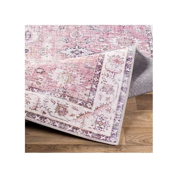 Sale Faded Rouge Bordered Flatweave Runner, 2x7 Area Rugs