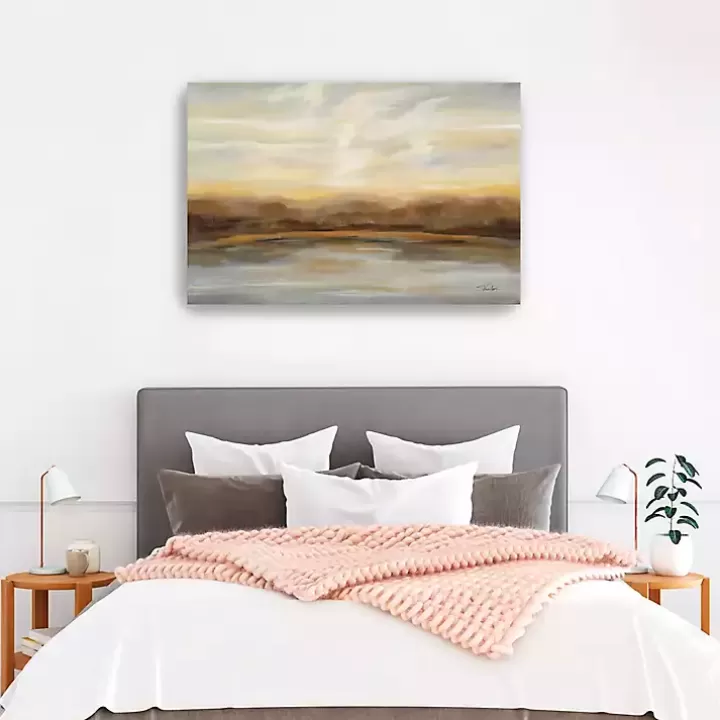 Sale Fall Lake Sunset Canvas Art Print, 48x32 in. Canvas Art