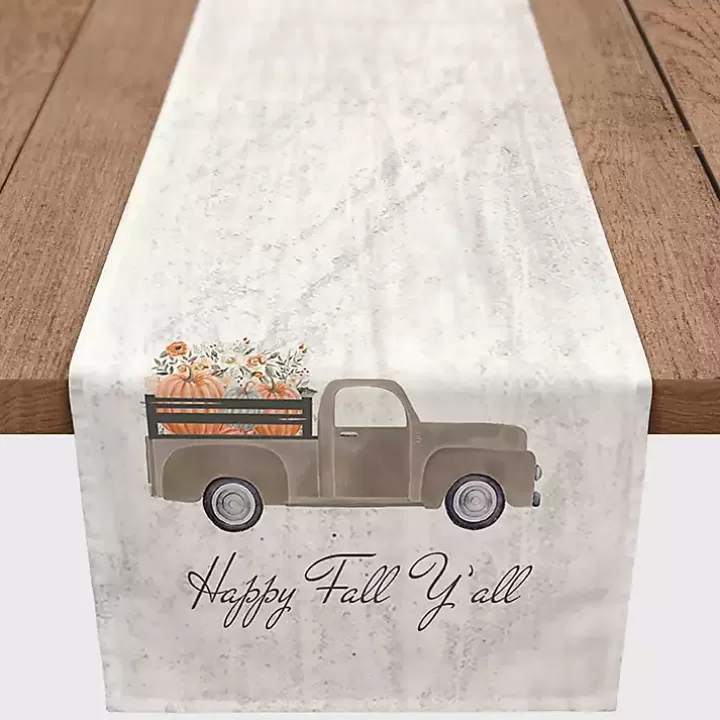 Online Fall Ya'll Pumpkin Truck Harvest Table Runner Table Linens