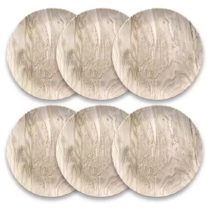 Shop Faux Wood Melamine Dinner Plates, Set of 6 Outdoor Dining