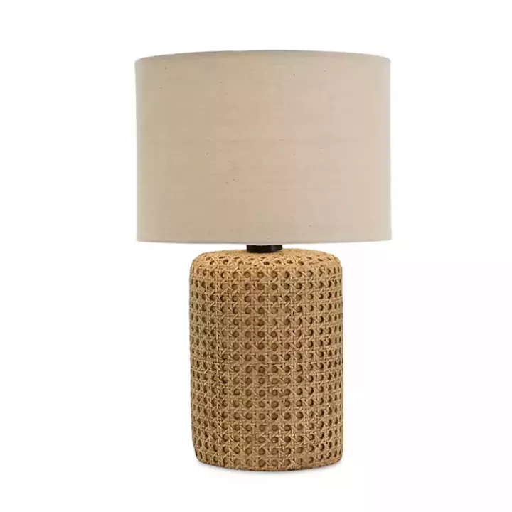 Cheap Faux Woven Wood and Linen Table Lamp Table Lamps