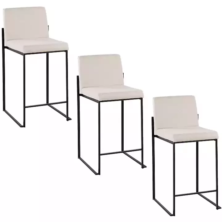 Fashion Fiji Beige Upholstered Counter Stools, Set of 3 Bar Stools & Counter Height Stools