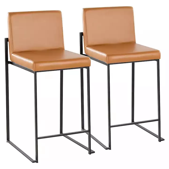 Online Fiji Camel Faux Leather Counter Stools, Set of 2 Bar Stools & Counter Height Stools