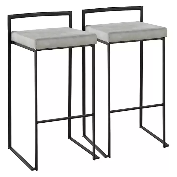 Clearance Fiji Stackable Bar Stools, Set of 2 Bar Stools & Counter Height Stools