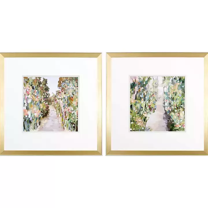 New Floral Garden Path Framed Art Prints, Set of Framed Art