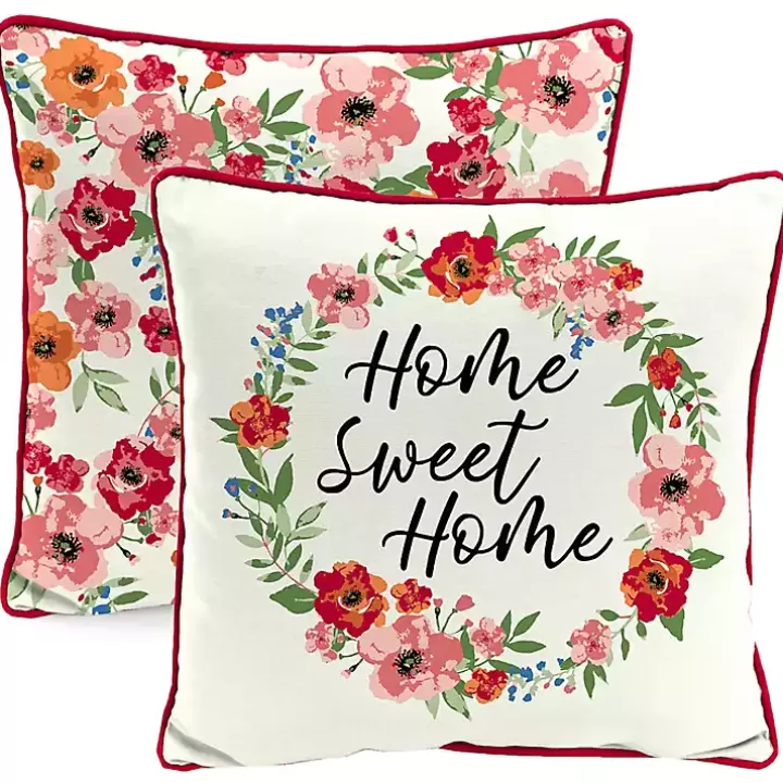 New Floral Home Sweet Home Outdoor Pillow Outdoor Cushions & Pillows