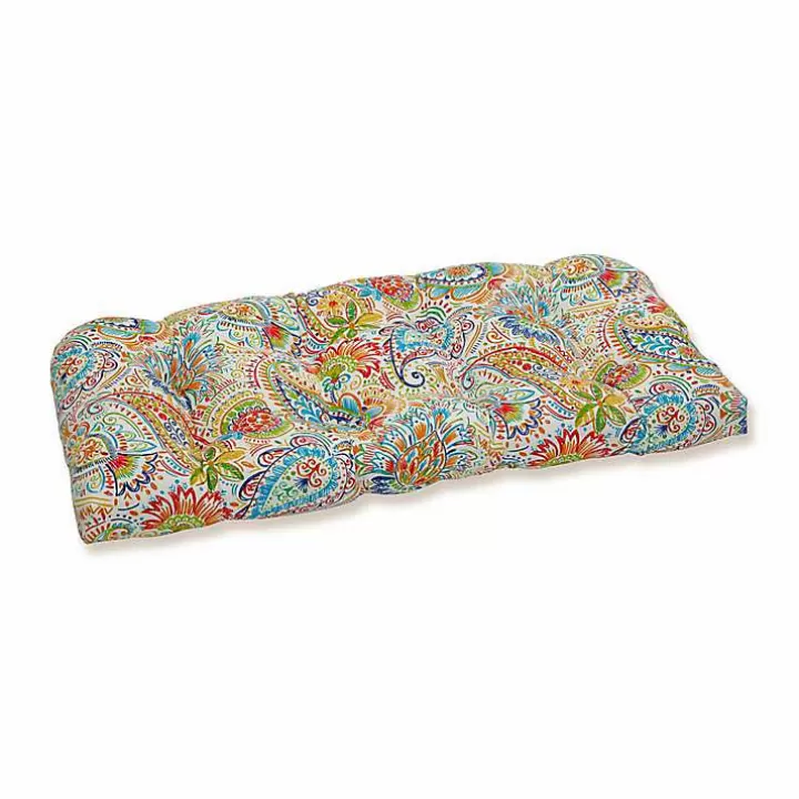 Best Sale Floral Paisley Tufted Outdoor Settee Cushion Outdoor Cushions & Pillows