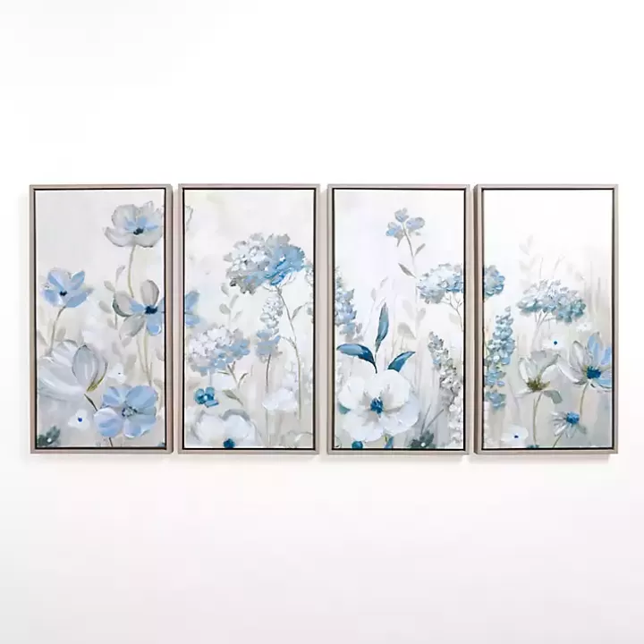 New Flower Field Framed Canvas Art Prints, Set of 4 Canvas Art