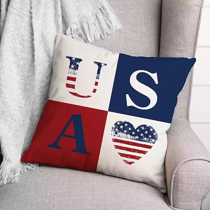 Best Sale Fourth of July Rustic USA Indoor/Outdoor Pillow Outdoor Cushions & Pillows