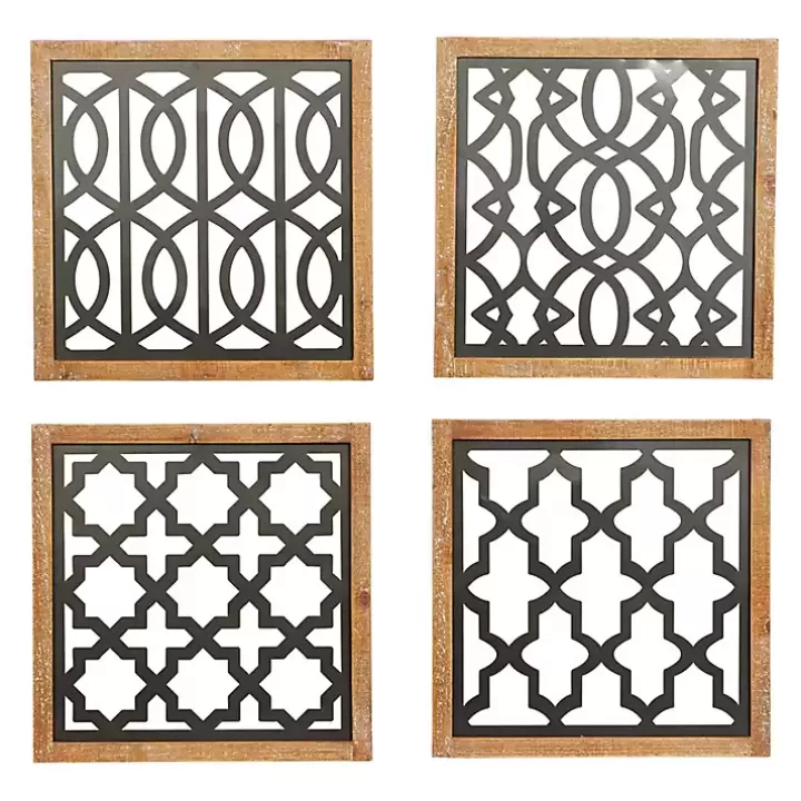 Online Framed Matte Black Metal Wall Plaques, Set of 4 Wall Plaques