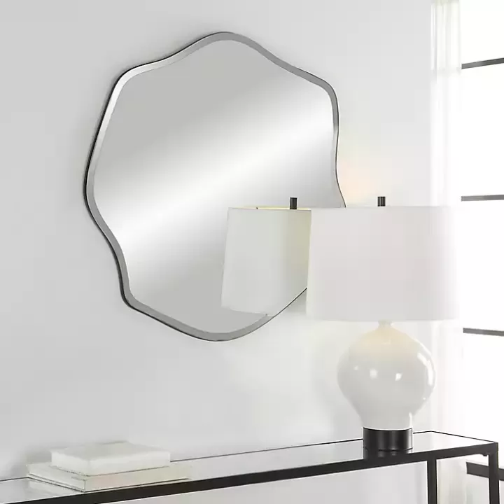 Online Frameless Beveled Wavy Wall Mirror Decorative Mirrors