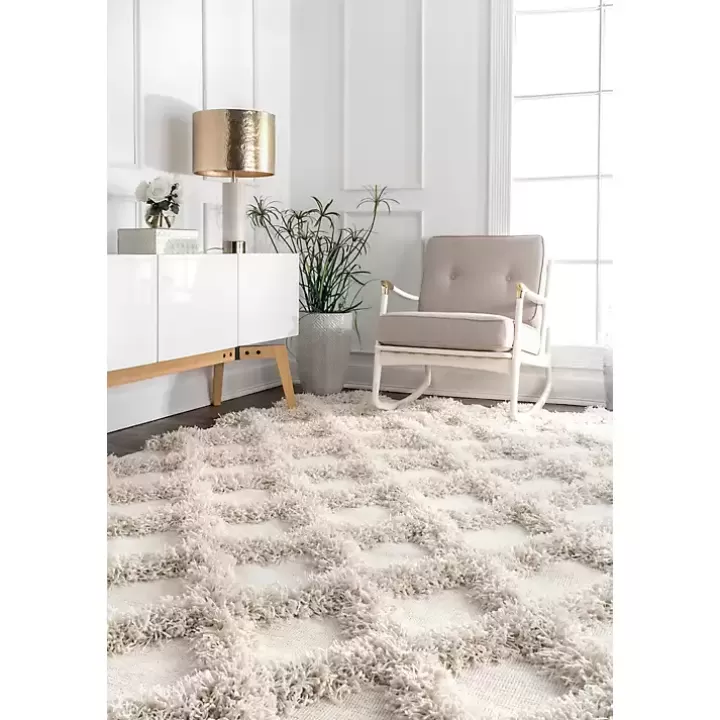 Fashion Francis Shaggy Diamond Trellis Area Rug, 5x8 Area Rugs