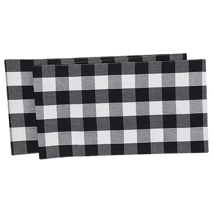 Discount Franklin Black Gingham Table Runner Table Linens