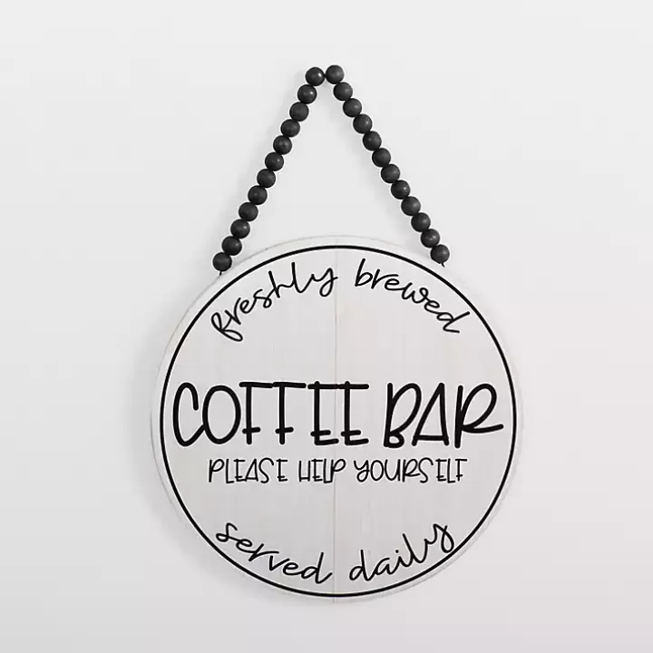 Discount Freshly Brewed Coffee Round Beaded Wall Plaque Wall Quotes & Signs