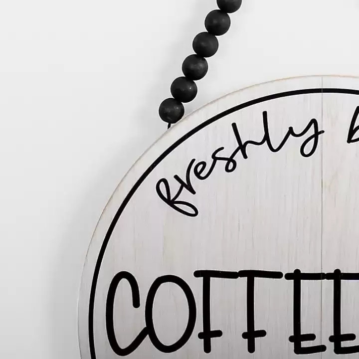 Discount Freshly Brewed Coffee Round Beaded Wall Plaque Wall Quotes & Signs