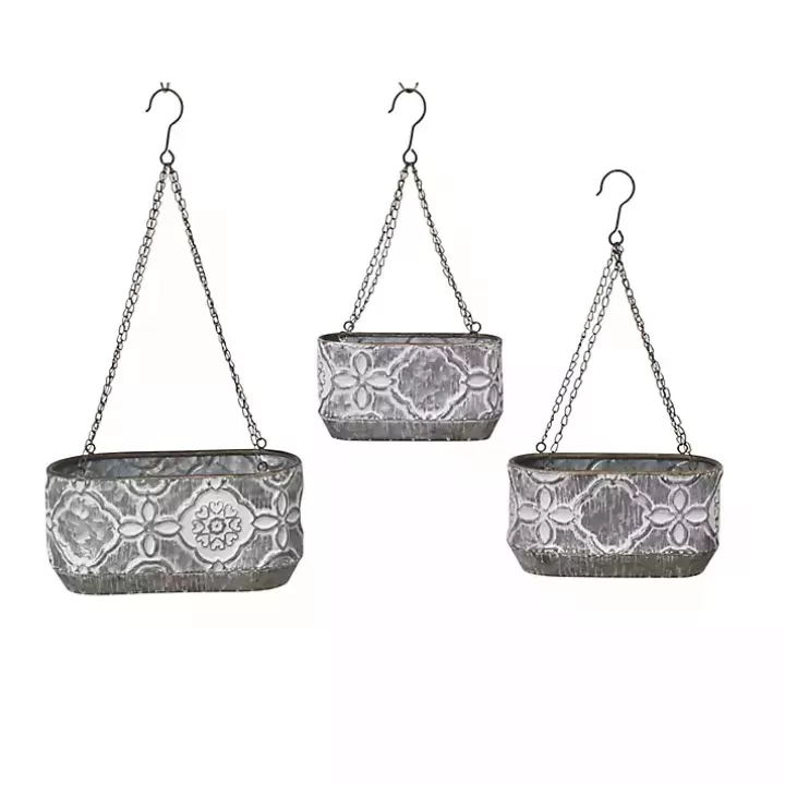 Discount Galvanized Hanging Bucket Planters, Set of 3 Planters