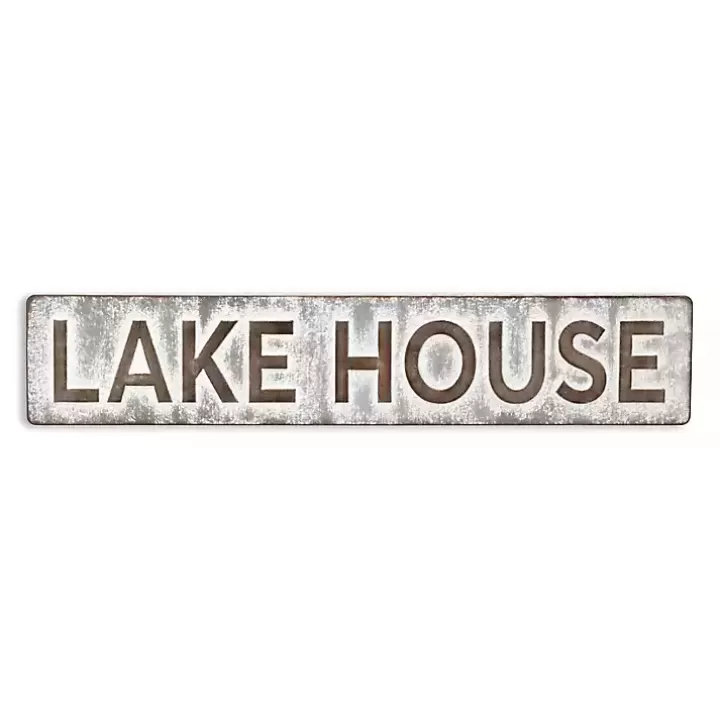 Sale Galvanized Metal Lake House Wall Sign Wall Quotes & Signs