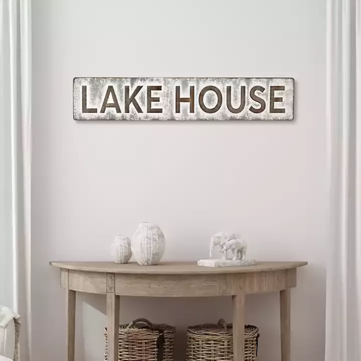 Sale Galvanized Metal Lake House Wall Sign Wall Quotes & Signs