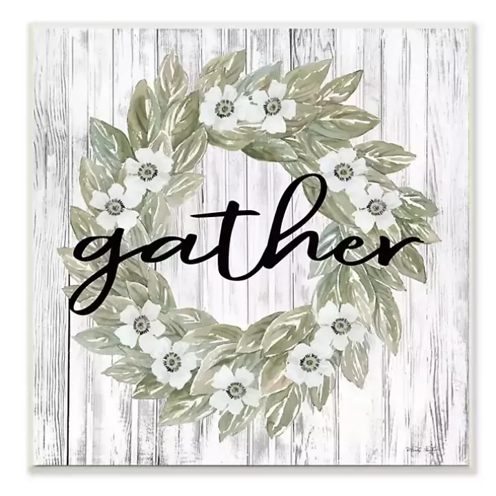 Hot Gather In Floral Wood Plank Wall Plaque Wall Quotes & Signs