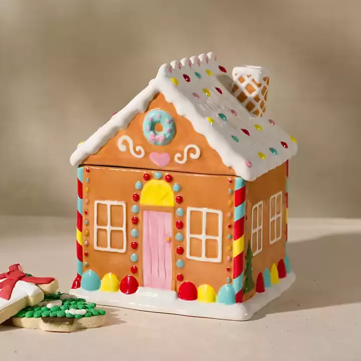 Online Gingerbread House Ceramic Cookie Jar Serving & Entertaining