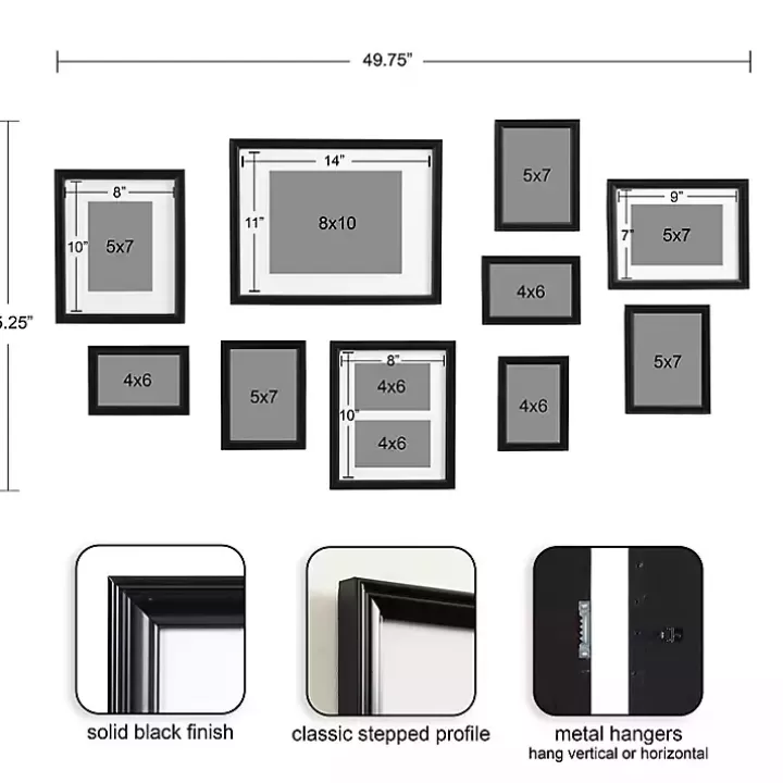 Clearance Glam Black 10-pc. Gallery Wall Frame Set Gallery Wall Frames