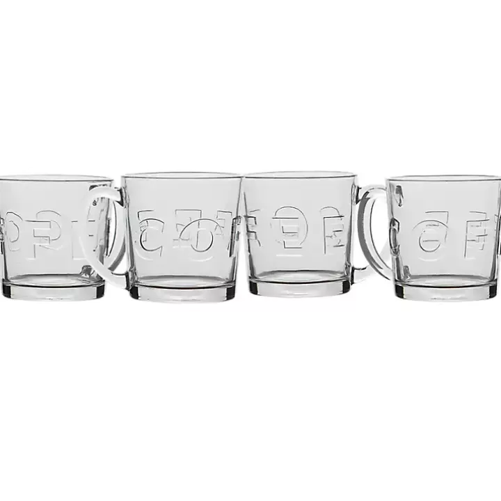 Flash Sale Glass Embossed Coffee Mugs, Set of 4 Glassware & Drinkware