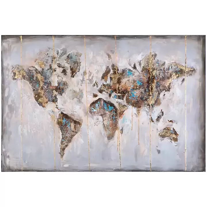 Shop Glittering Abstract World Map Art Print, 47x32 in. Canvas Art