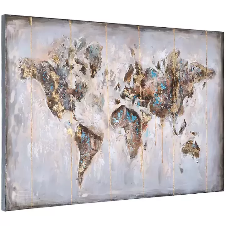 Shop Glittering Abstract World Map Art Print, 47x32 in. Canvas Art