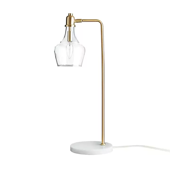 Online Gold and Marble Table Lamp with Glass Bell Shade Table Lamps