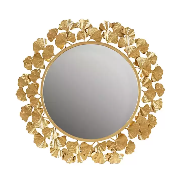 Online Gold Foil Leaf Framed Round Wall Mirror Decorative Mirrors