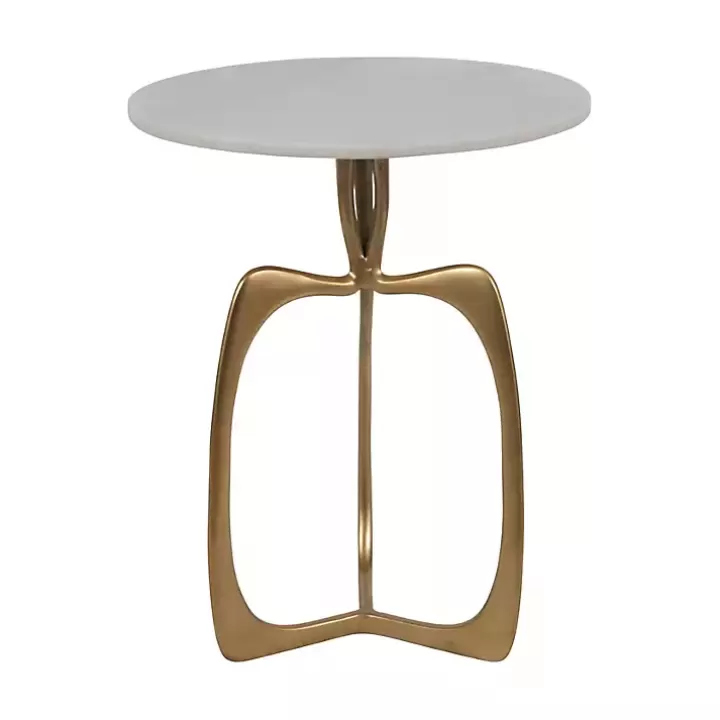 Outlet Gold Metal and Marble Modern Abstract Accent Table Accent & End Tables