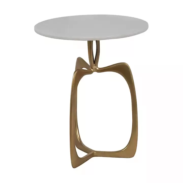 Outlet Gold Metal and Marble Modern Abstract Accent Table Accent & End Tables