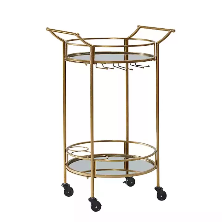 Flash Sale Gold Metal Frame Bar Cart with Mirrored Shelves Kitchen Islands & Bar Carts