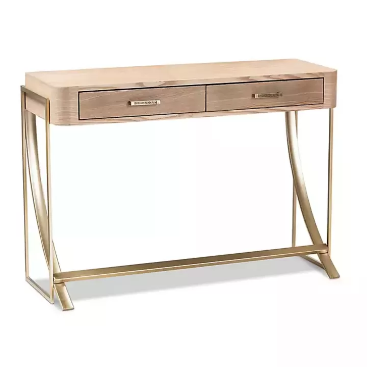 Discount Gold Metal Frame Two-Drawer Console Table Entryway Furniture