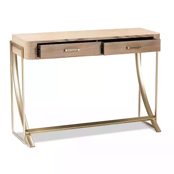 Discount Gold Metal Frame Two-Drawer Console Table Entryway Furniture